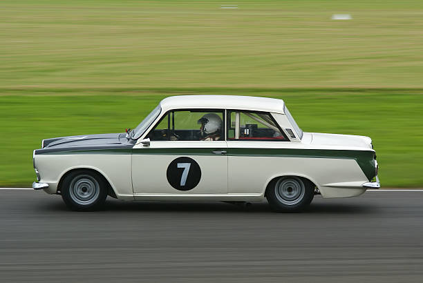 Classic Saloon A classic Ford Lotus Cortina.                  racecar photos stock pictures, royalty-free photos & images