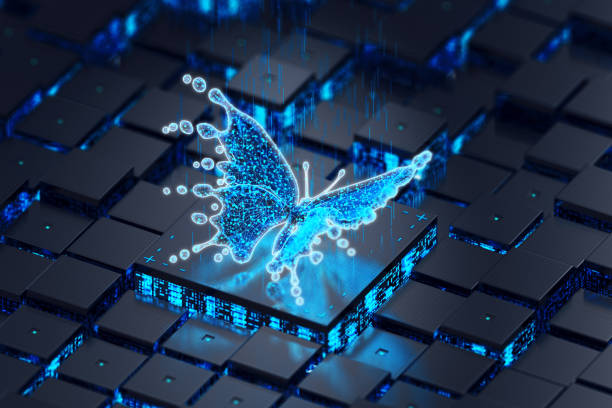 Artificial Intelligence ART. Butterfly  Concept stock photo