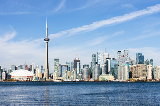 Toronto, Ontario, Canada - 11.10.2022: Toronto skyline, view from Centre Island