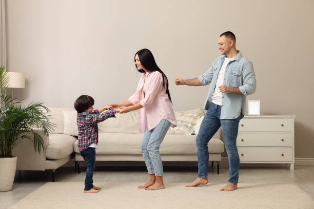 istock Happy family spending time together at home 1443329884