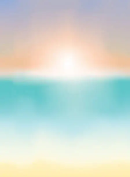 Vector illustration of Abstract background. Sunset. Sunrise. Sea.