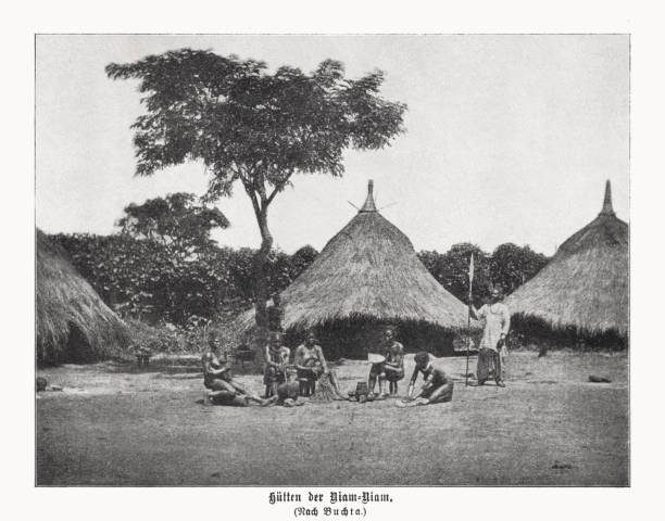 istock Huts of Azande people, South Sudan, halftone print, published 1899 1443333904