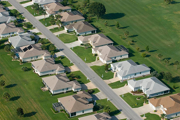 Aerial view of houses in typical home community 02 stock photo