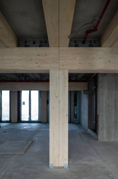 istock construction site of a Timber-concrete composite office building 1443337320