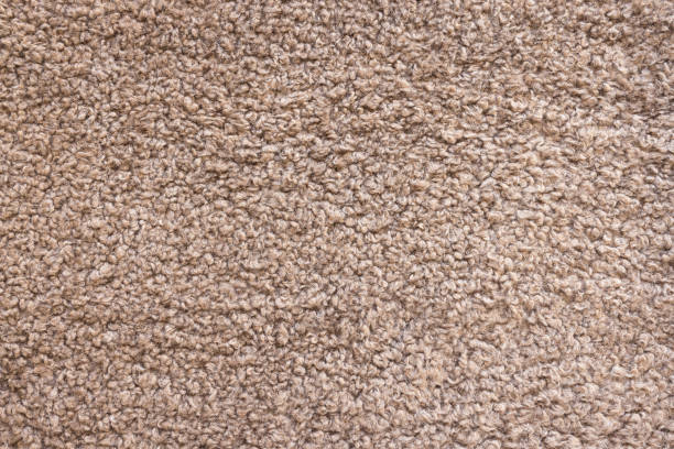 istock Soft brown curly teddy fleece plush throw or pillow case. Abstract fabric texture background closeup 1443337634