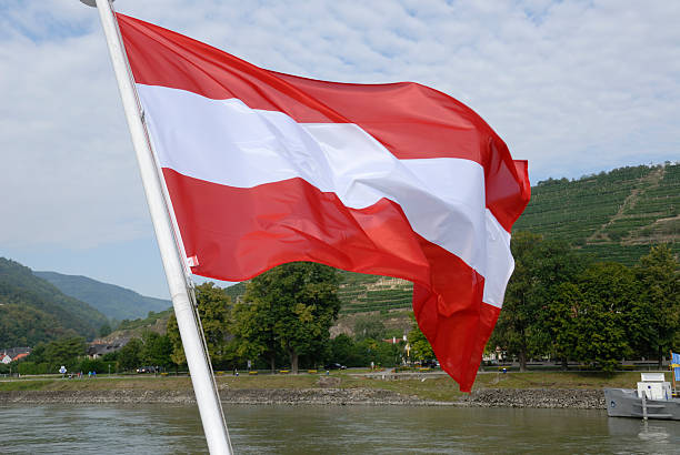 istock Austrian Flag on a ship of the danube 144333820