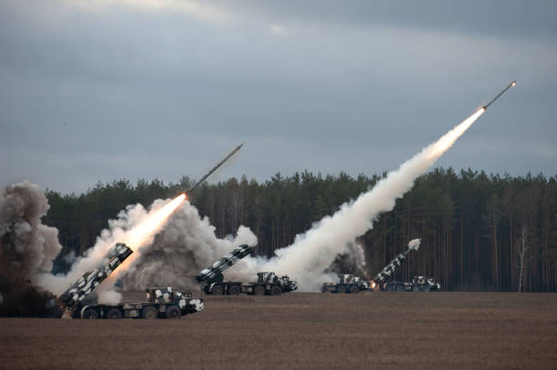 istock Launch of military missiles 1443343766