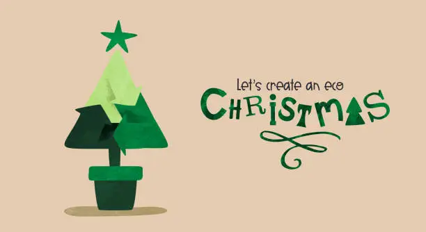 Vector illustration of Green christmas pine tree recycle symbol concept