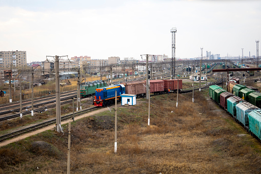 Railway tracks communication system of freight deliveries. High quality photo