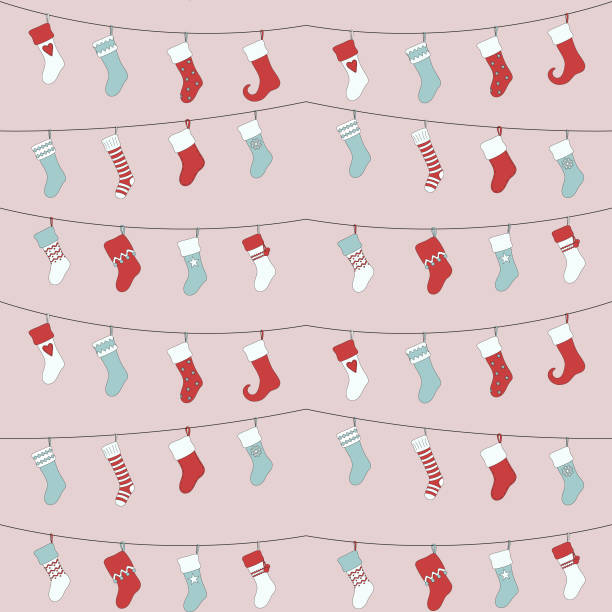 Seamless pattern Christmas stockings Seamless pattern Christmas stockings christmas stocking background stock illustrations