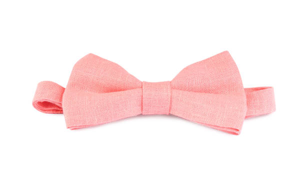 istock Stylish pink bow tie isolated on white 1443347849