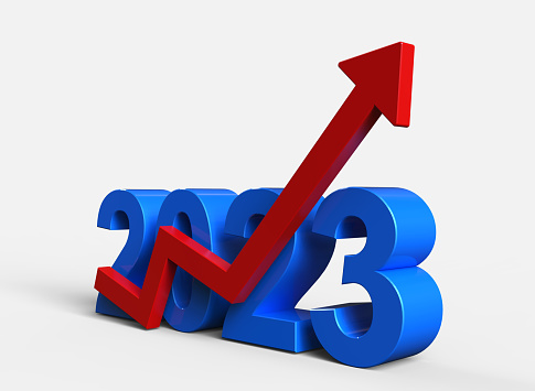 2023 Year on financial chart background