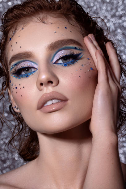 istock Beautiful woman with bright make-up 1443351736