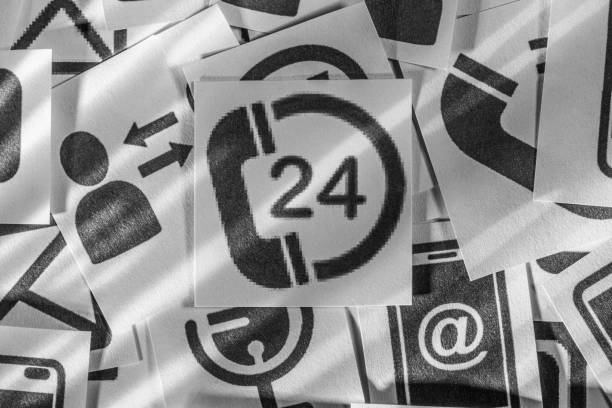 istock 24 hour assistance. Paper communications icon set 1443352040
