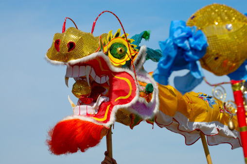 Chinese Dragon against blue sky