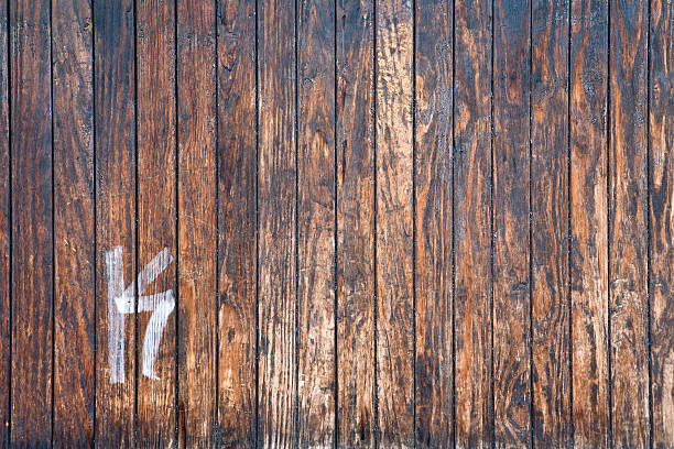 Old wood tables with a sign stock photo