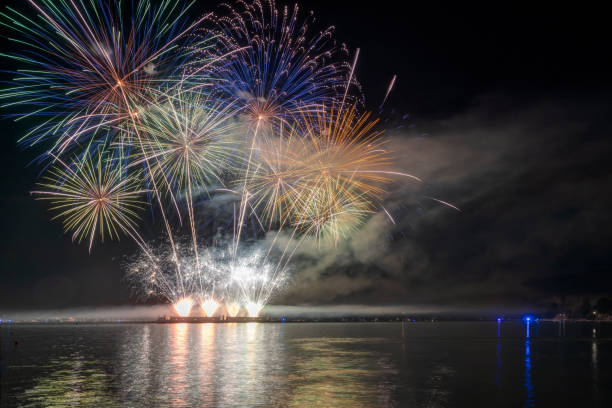 istock fireworks at sea inlet, Vancouver, BC 1443356941