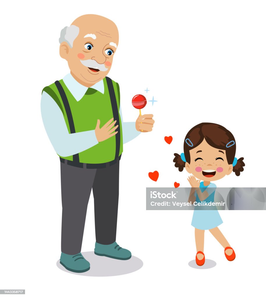 Ông Nội Tặng Kẹo Mút Cho Cô Gái Dễ Thương Hình minh họa Sẵn có ...
