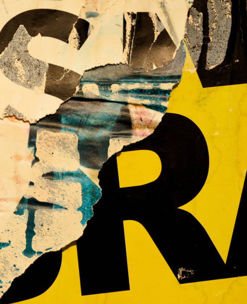 istock Old ripped torn grunge posters and backgrounds creased crumpled paper backdrop surface placard 1443360406