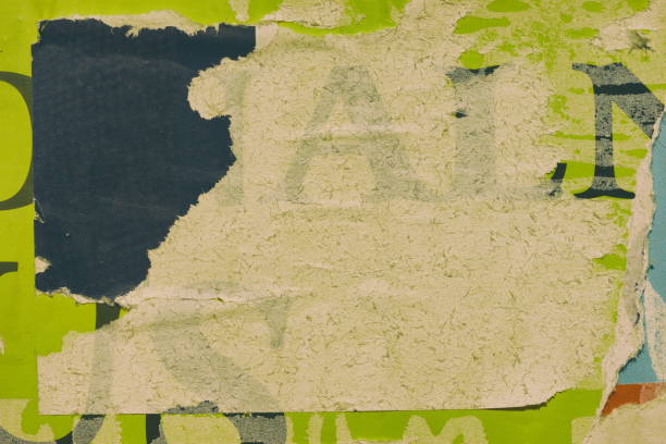 istock Old ripped torn grunge posters and backgrounds creased crumpled paper backdrop surface placard 1443360593