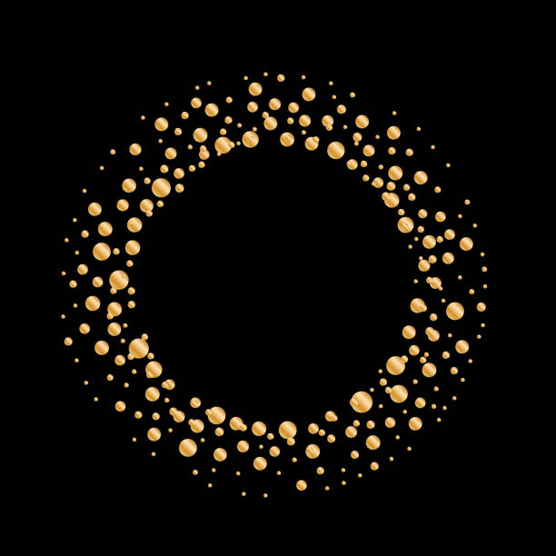 istock Golden and Black Dust Dots circle frame. Abstract glitter background with dots and sparkles. Copy space for text 1443360839