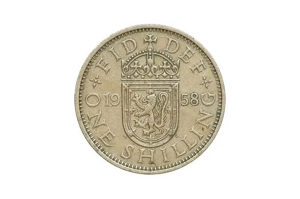 Photo of Old Coin dated 1958, One Shilling