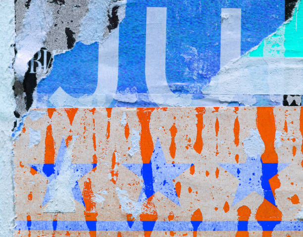 istock Old ripped torn grunge posters and backgrounds creased crumpled paper backdrop surface placard 1443362030