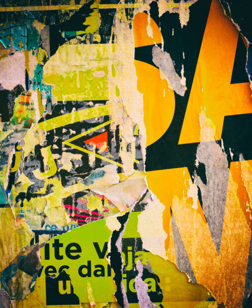 istock Old ripped torn grunge posters and backgrounds creased crumpled paper backdrop surface placard 1443362288