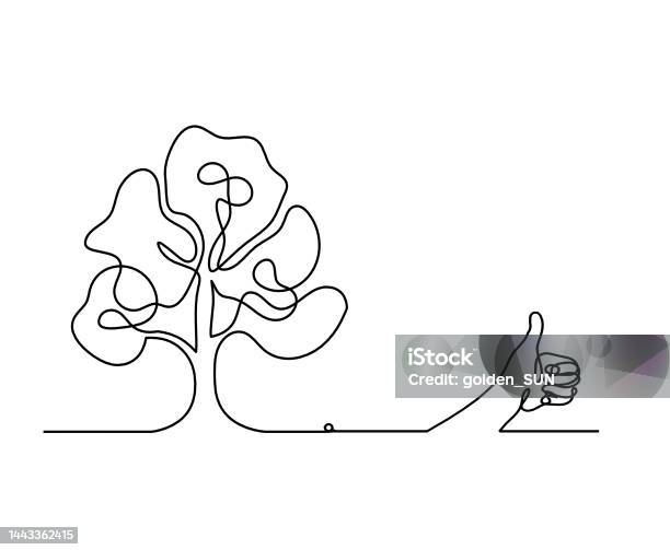 Abstract Tree Line Work Abstract Tree With Hand As Line Drawing On The White Background Stock ...