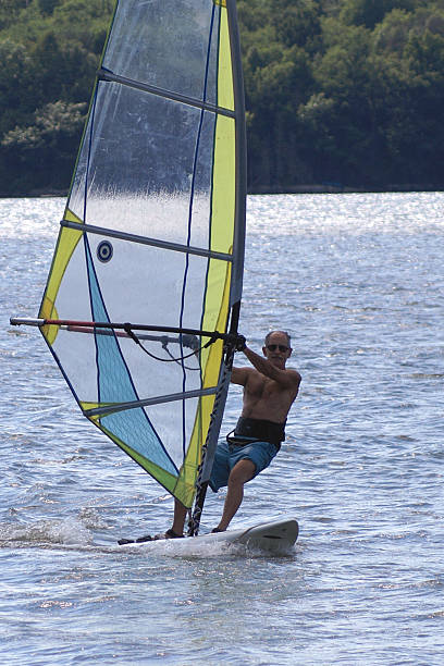 Windsurfing in Lake Champlain stock photo
