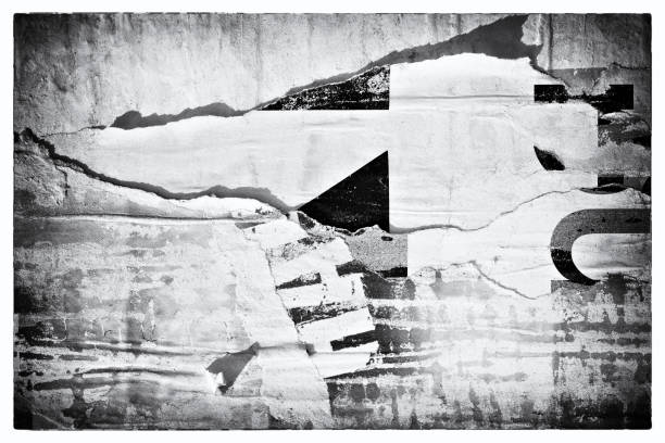 istock Blank white black old ripped torn paper crumpled creased posters grunge textures backdrop backgrounds placard 1443362644