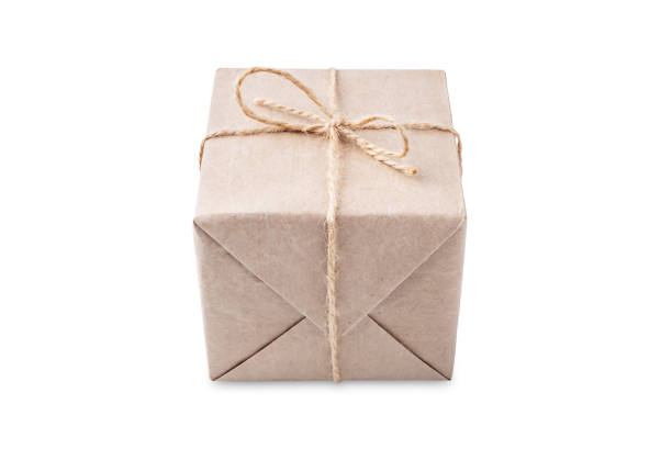istock Organic square gift box on a white isolated background 1443363268