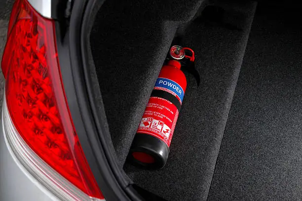 Fire extinguisher in the vehicle.