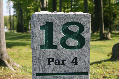 18th-hole golf course marker stone