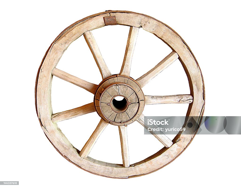 Wheel. Isolated vintage wheel. Antique Stock Photo