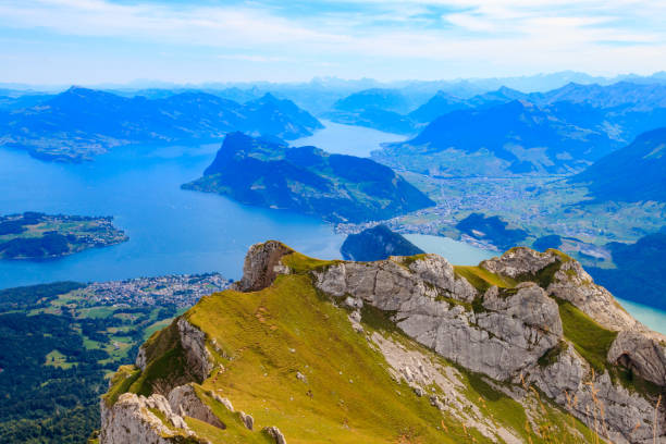 istock Beautiful panoramic view on Lake Lucerne from Mount Pilatus, Switzerland 1443376368