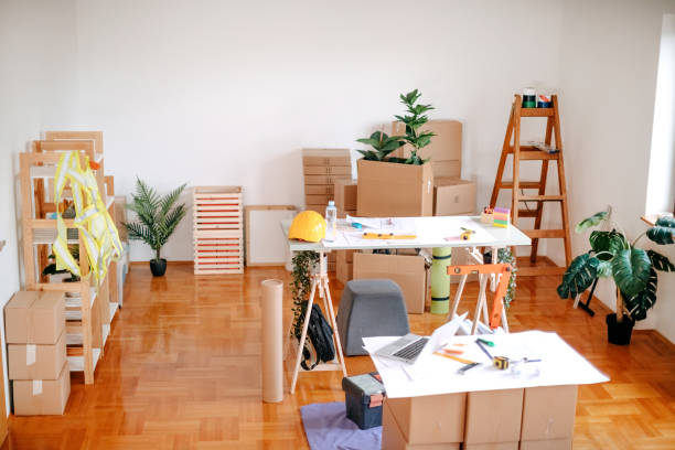 istock Place of work for architect at construction site 1443378991