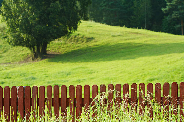Red fence stock photo
