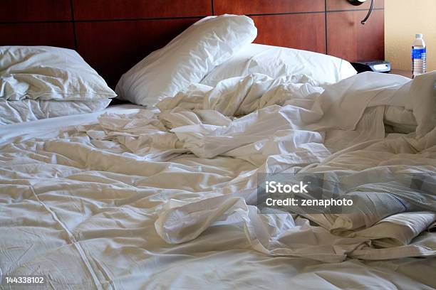 Wrinkled Bed Sheets Stock Photo - Download Image Now - Bed - Furniture, Bedroom, Cluttered