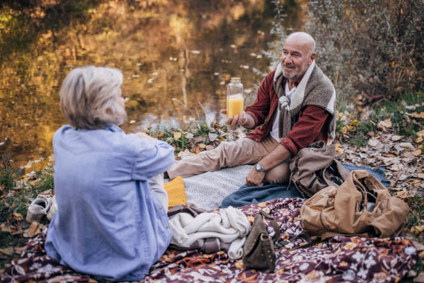 istock Mature couple relaxing in nature 1443383233