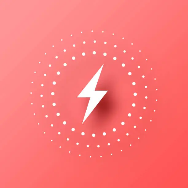 Vector illustration of Wireless charging. Icon on Red background with shadow