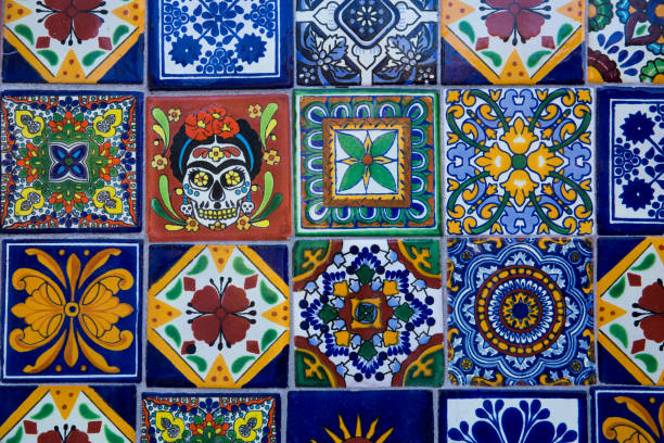 istock Colorful, patterned ceramic tiles on a wall in Cabo San Lucas, Mexico 1443386030