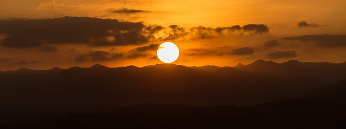 Panoramic sunset, magical colors of a sunset