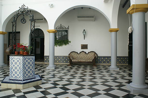 Old spanish patio stock photo