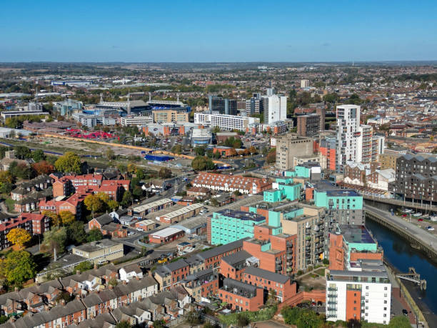 Ipswich town aerial view stock photo