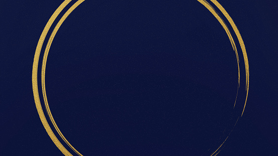 Background image for New Year's cards and other New Year's images. Circles written with a gold brush on a navy blue background.