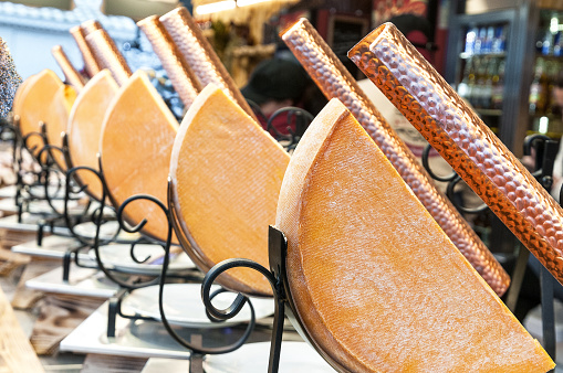 Raclette cheese at a french Christmas market.