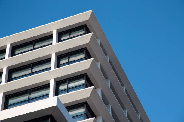 istock An abstract of a building with blue sky on a sunny day. 1443392075