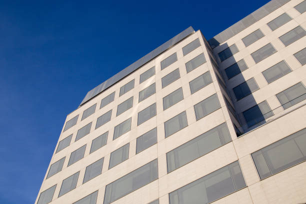 istock An abstract of a building with blue sky on a sunny day. 1443392084