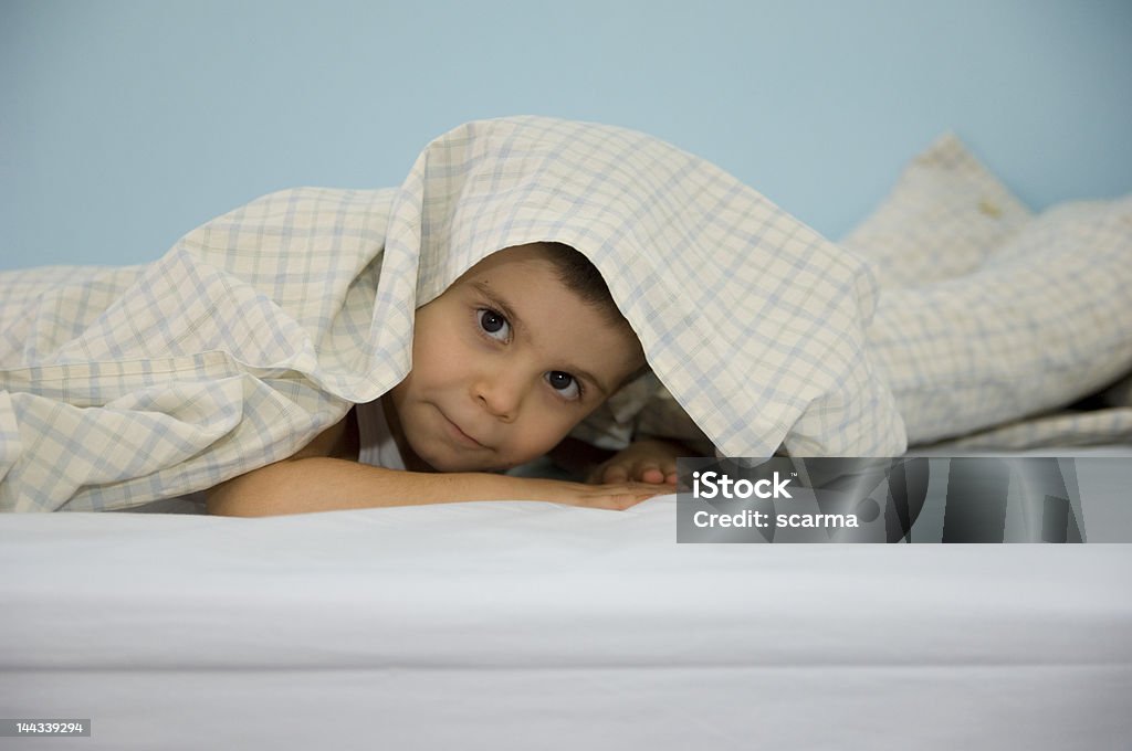 Child in bed 4 years old boy sleeping - resting  4-5 Years Stock Photo